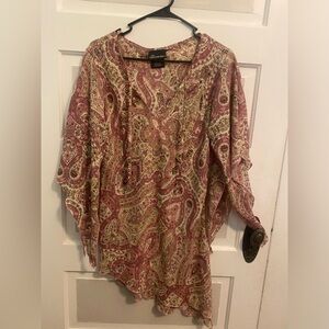Vintage 2000s Pink and Cream Paisley Top